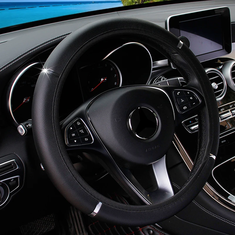 Car Steering Wheel Cover pu Leather Flash Bar Comfortable Elastic Band Handle Cover Car Interior Accessories 3-38CM