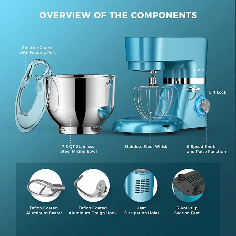6.2L cook machine dough mixer household five liters egg beater food processor 4