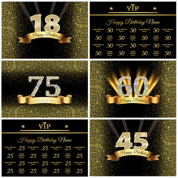 블랙 글리터 리본 다이아몬드 사용자 정의 이름 시대 사진 배경 기념일 생일 파티, 포토콜 사진 배경 배너