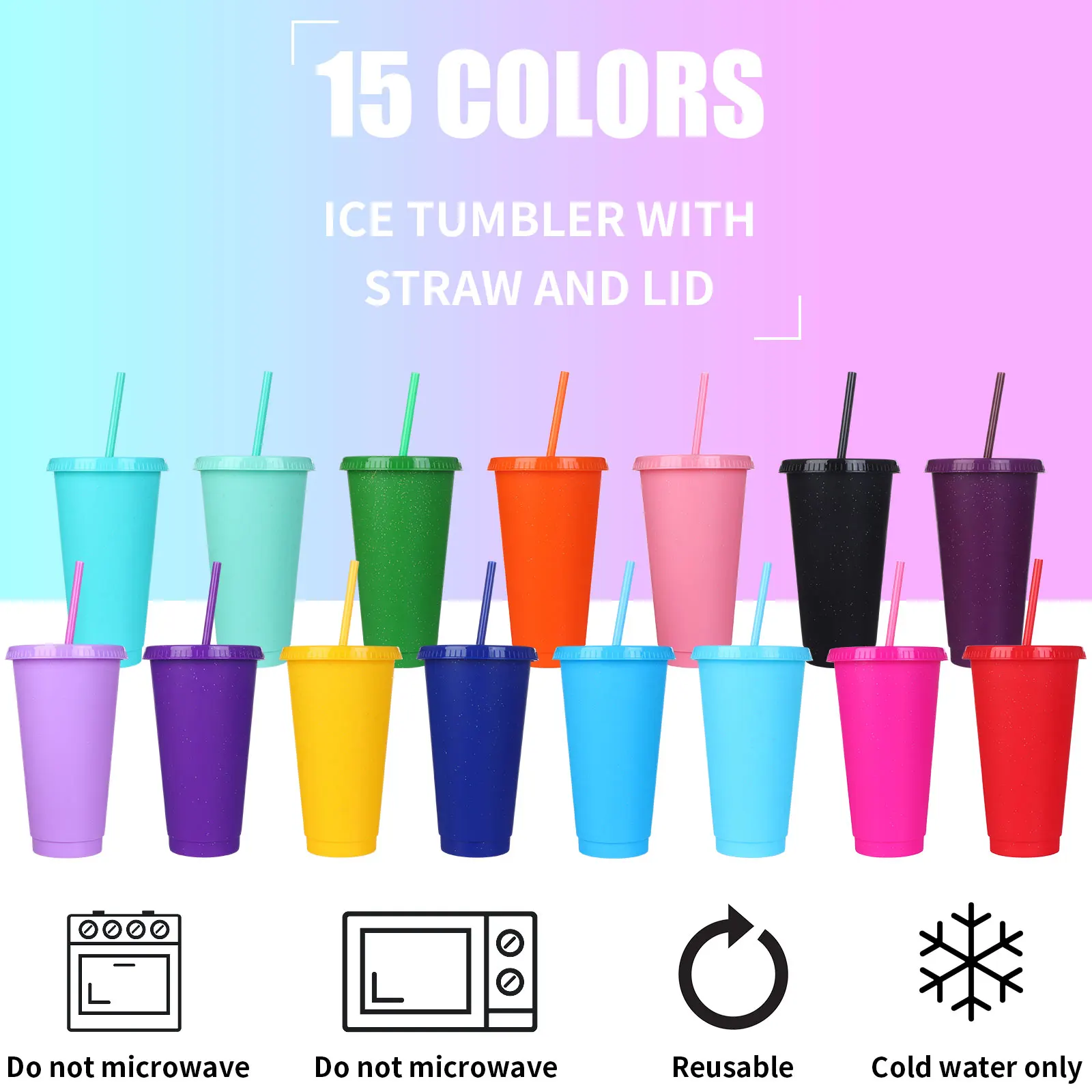 Reusable Cups with Lids and Straws - 7 Iced Coffee Cups with Lids, Plastic  Tumblers with Lids and Straws, Plastic Cups with Lids and Straws, Travel Cup  with Lid and Straw, Cold