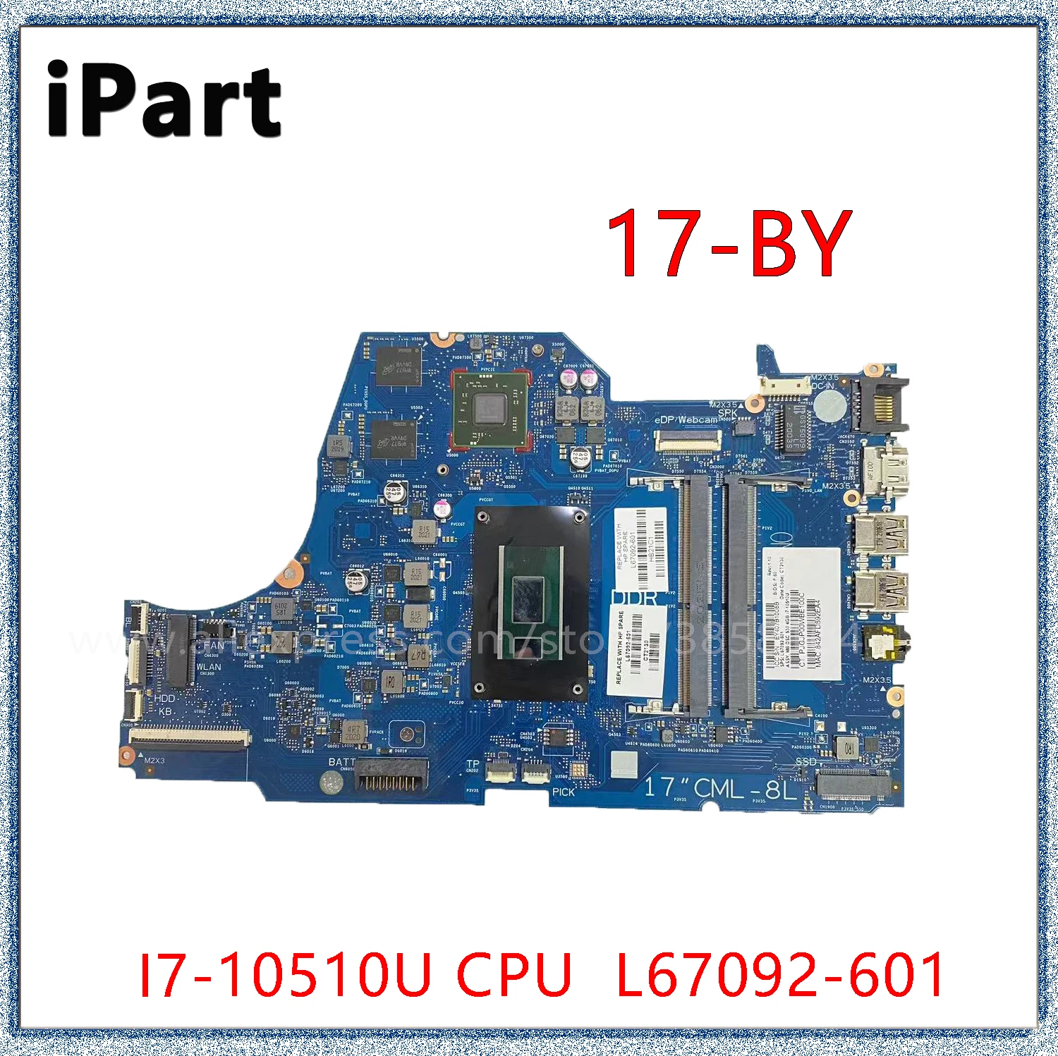 

For HP 17-BY 17-BY00 Laptop Motherboard L67092-601 L67092-001 WIth I7-10510U CPU Radeon 530 4G 6050A3107801-MB-A01 Mainboard