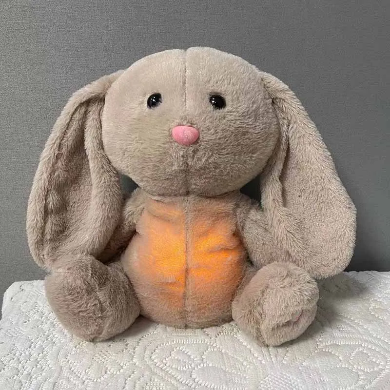 Cartoon Cute Soothing Newborn Baby Bunny Plush Toy With Light Lullaby Music White Noise Breathing Sound Plush Toy Baby Gifts