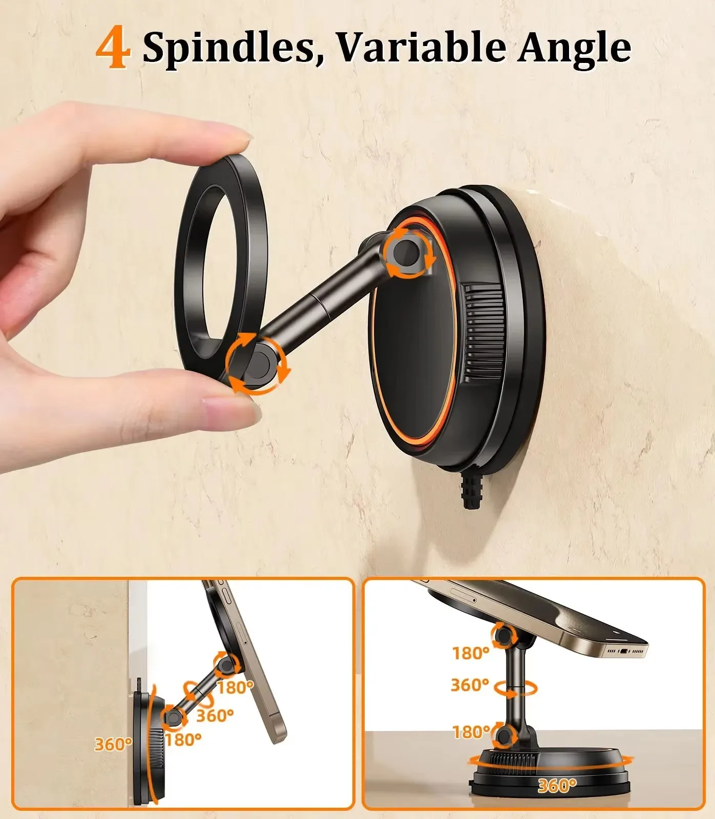Eary Desktop Suction Cup Phone Stand Angle Adjustable Base Rotatable Holder Magnetic Car Bracket Mount Dashboard iPhone Samsung