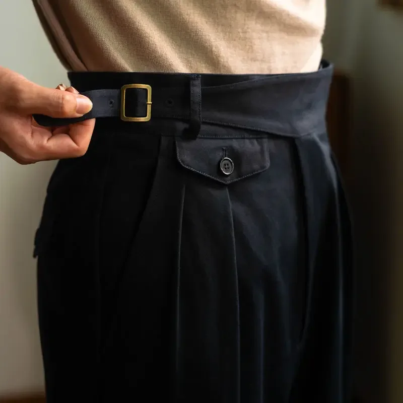Men Spring Summer Cotton Trousers Retro Loose Straight Business Casual Pants men pants,business pants