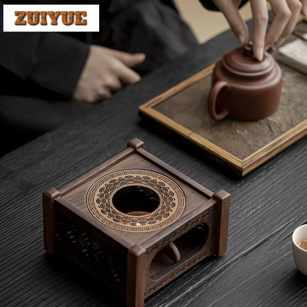 Walnut Wood Tea Warmer Teapot Warmer Samovar Candle Camping Portable Tea Stove Household Kettle Stand Accessories Craft Ornament