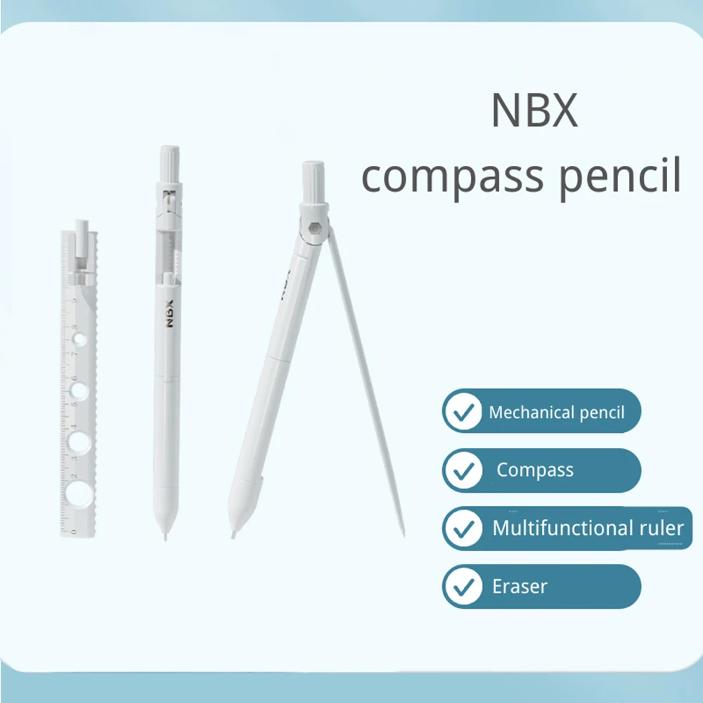 NBX 전문 나침반, 기계 연필, 수학 기하학 그리기 도구, 0.7mm 리드, 6 지..