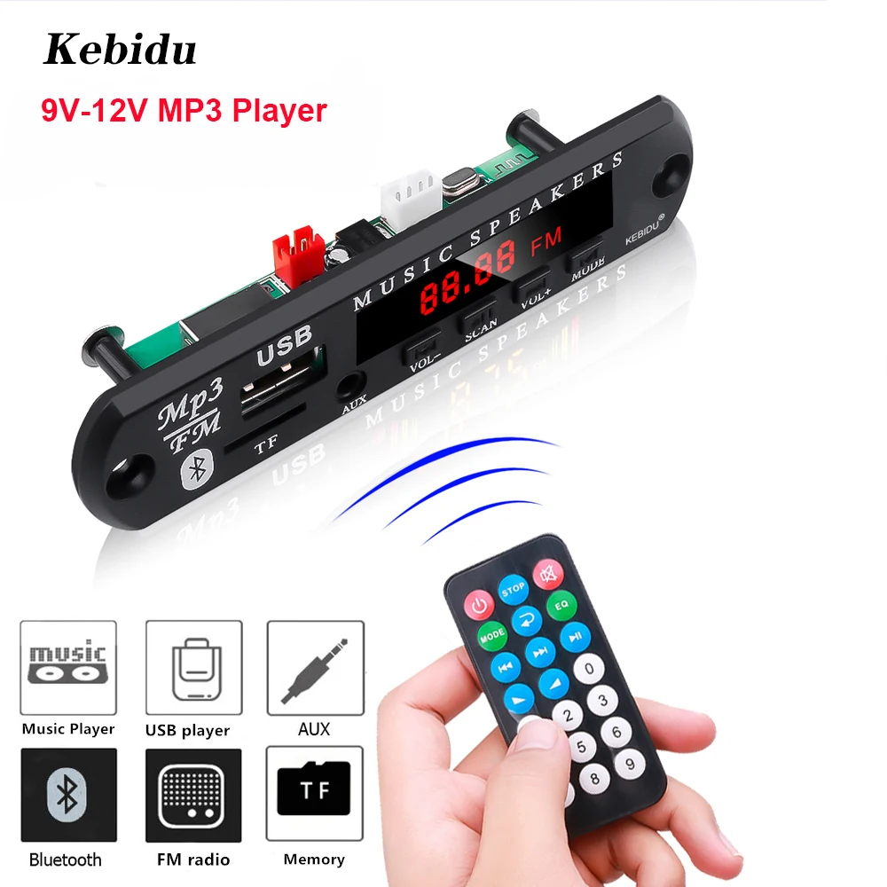 9V-12V MP3 WAV Decoder Board Car Audio Module Support USB TF Card AUX FM Bluetooth 5.0 MP3 Player with Remote Controller car multimedia player car music player mp3 music player
