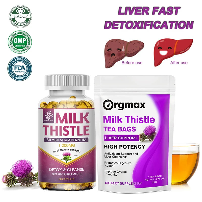 MilkThistleCapsulesTeaSilymarinDandelionRootforLiverHealth