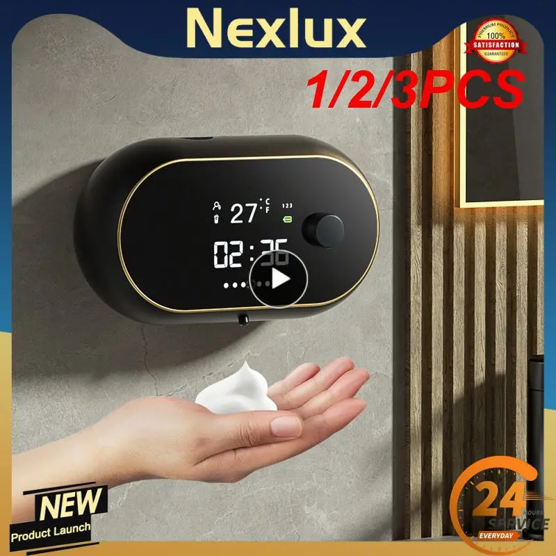 

1/2/3PCS Wall Mount Foam Soap Dispenser Touchless Automatic Hand Sanitizer Rechargeable Time Temperature Digital Bathroom Supply