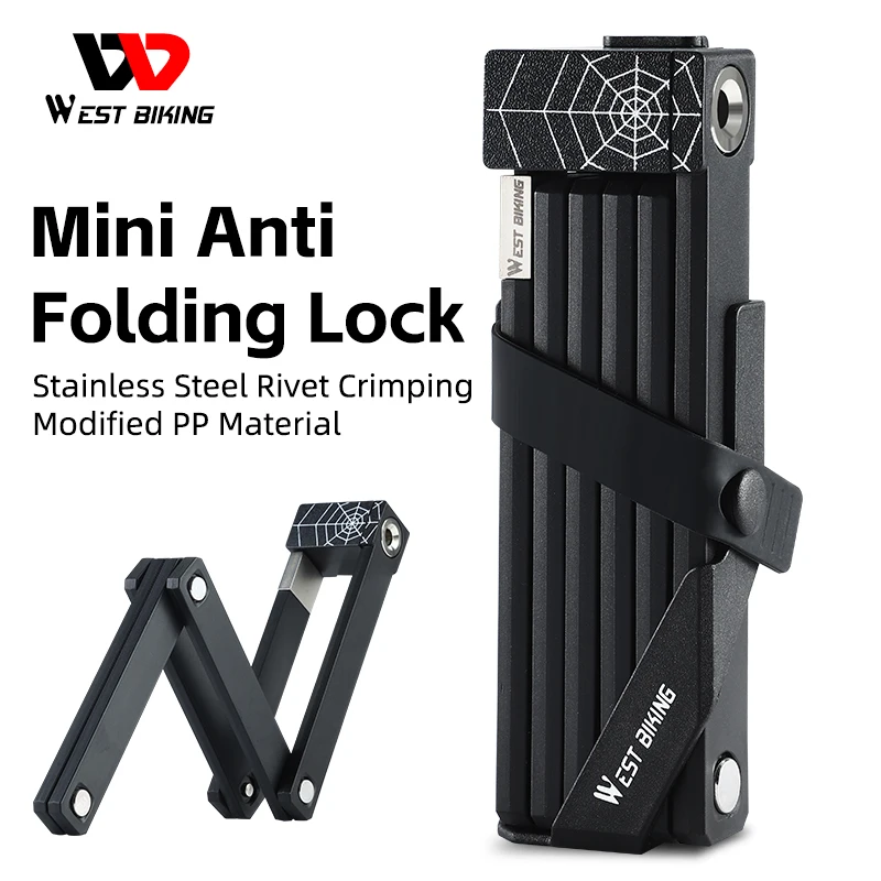 

WEST BIKING Bicycle Folding Lock Portable MTB Road Bike Anti Theft Safety Lock Motorcycle E-bike Scooter Lock Bike Accessories