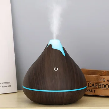 350ML Aromatherapy Essential Oil Diffuser Wood Grain Remote Control Ultrasonic Air Humidifier Cool with 7 Color LED Light 1
