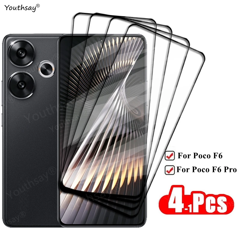 

4-1Pcs For Xiaomi Poco F6 Tempered Glass Screen Glass Poco F6 Screen Protector HD Protective Phone Film For Poco F6 Pro Glass