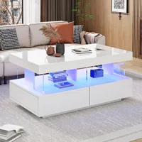 Table basse moderne à finition brillante pour salon. Tableau de jeu durable, résistant aux rayures et lisse. Dimensions : 100×60×49,5 cm. 1