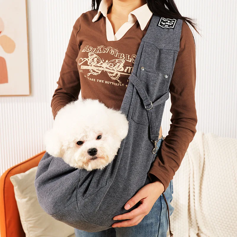 Dog Cat Carrier Sling for 0-15 lbs Hands Free Puppy Crossbody for Travel Breathable Pad Storage Pocket Tote Design Cat Carrier
