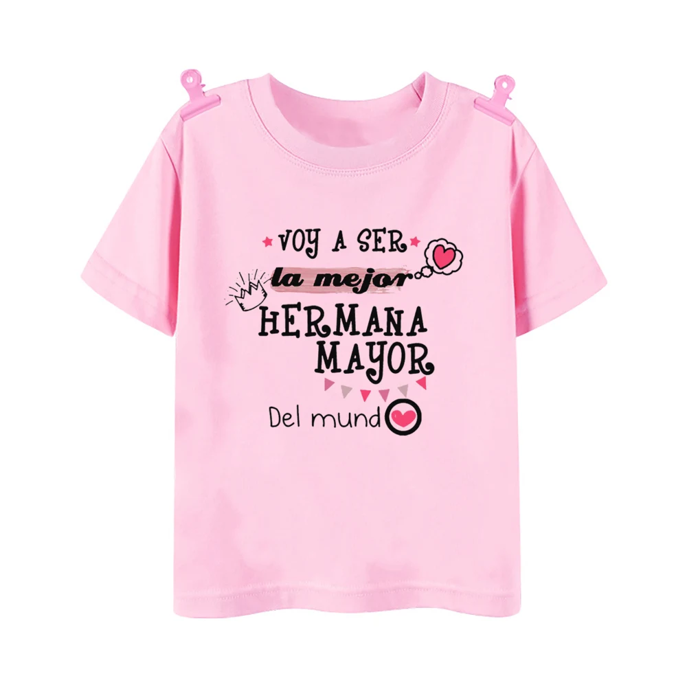 I'm Being Promoted To Big Sister T-shirt Baby Announcement T Shirt Kids Spanish Print Tee Girl Tops Children Tops Summer Clothes 6