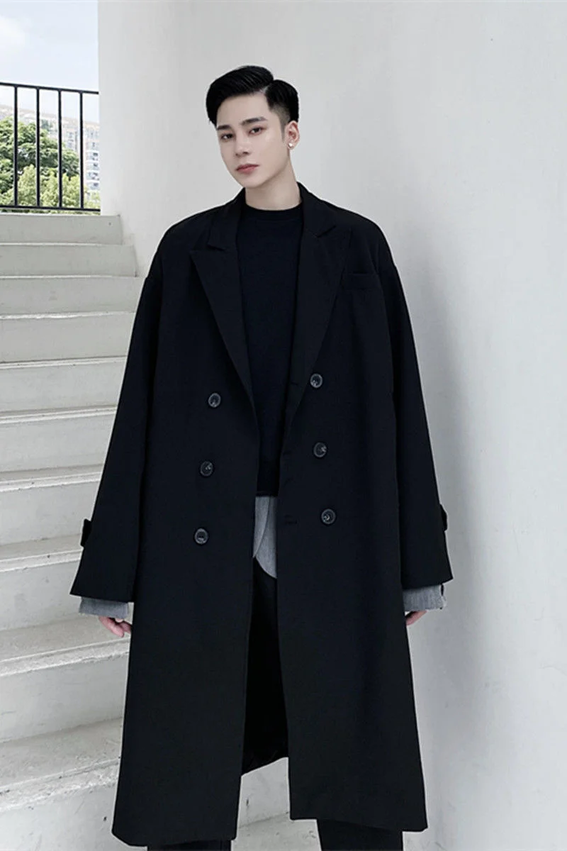 UMI MAO Yamamoto Yohji Classic All-match Black Simple Mid-length Windbreaker Korean Style Temperament Women Men Trench Coat Y2K