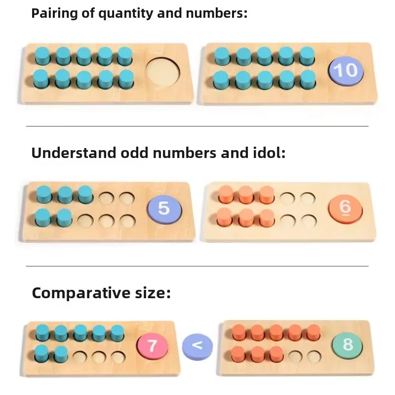 Children's Wooden Number Board Cognitive Matching Addition Subtraction Operation Montessori Logical Thinking Training Math Toys
