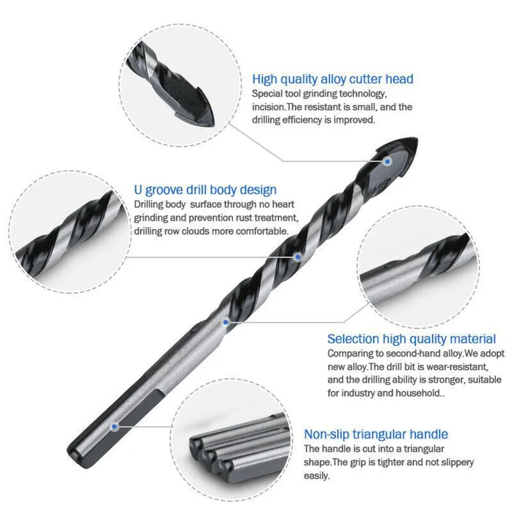 5/10Pcs 6mm Bohrer Set Dreieck Bohrer Für Porzellan Fliesen Beton Ziegel Glas Keramik Fliesen ziegel Stein Holz Loch Opener – Detail 8