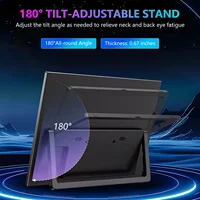 VEOUT 14-дюймовый портативный монитор Full HD с разрешением 1080P IPS-дисплей с подключением USB-C Регулируемая подставка для игр и потоковой передачи — изображение 6
