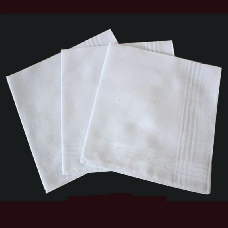 DHL200pcs Handkerchief Men Children Cotton White Patchwork Striped Square Absorbent Towel