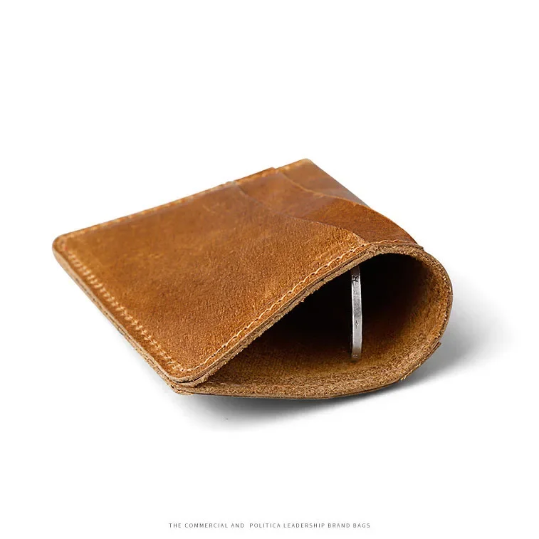 Slim Genuine Leather Credit Card Holder for Men Designer Bussiness Cash Clip
