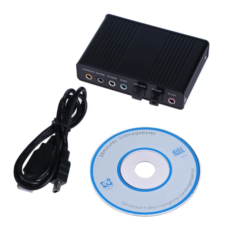 External Sound Card USB 7 Channel 5.1 External Audio Music Sound Card Soundcard For Laptop PC with Driver CD + USB Cabler