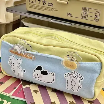 Astuccio per matite con cerniera con stampa cucciolo astuccio per cancelleria multifunzione di grande capacità astuccio per cosmetici materiale scolastico per studenti
