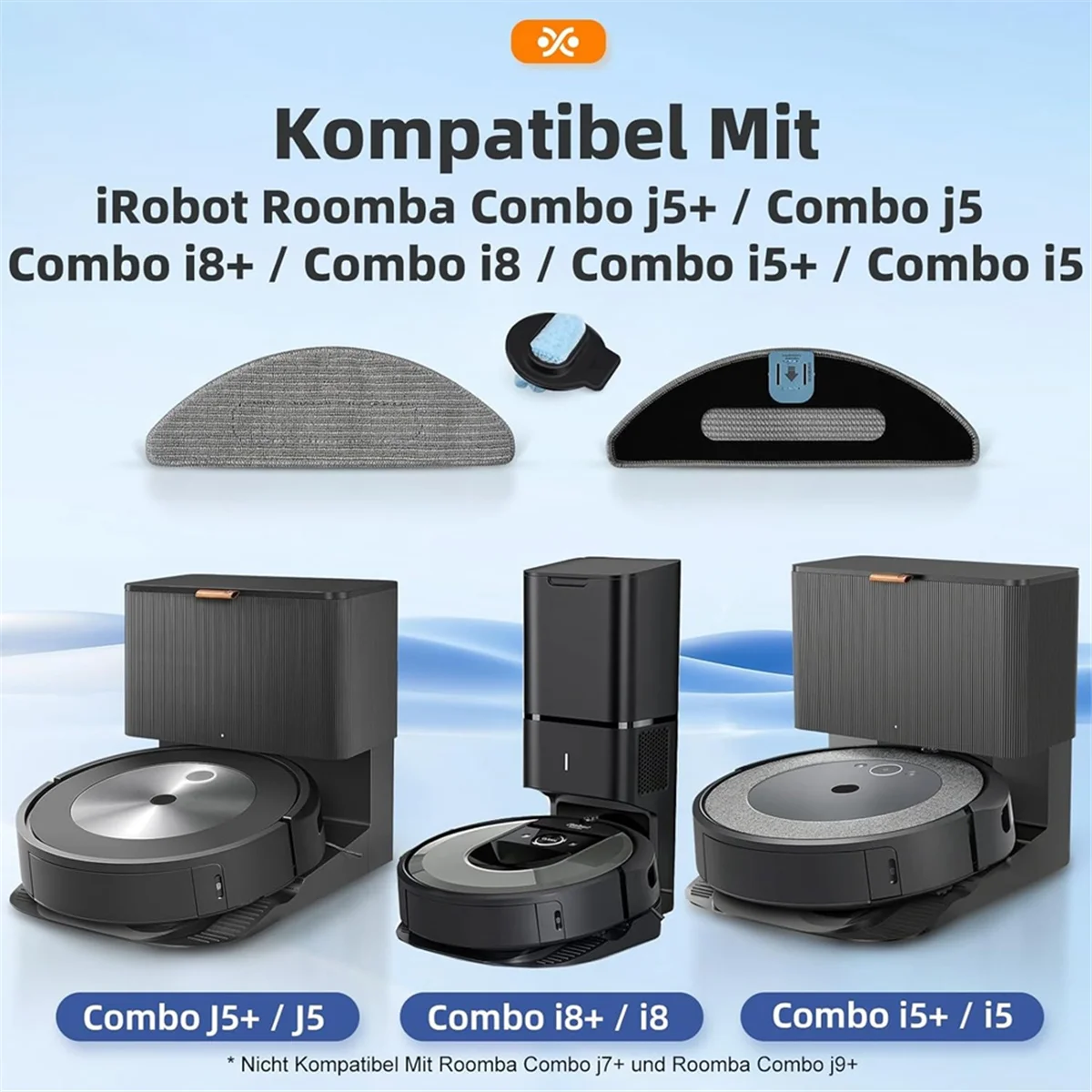 A78E-1Set per IRobot Roomba Combo I8+ / I8 / Combo J5 / Combo J5+ / Combo I5 / Combo I5+ Autom Aspirazione Mop Robot Mop Lavabile - immagine 3