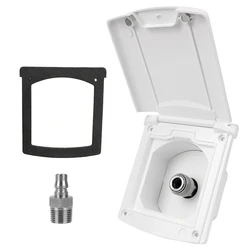 Lockable Caravan Water Inlet/Outlet Hatch with Filter and 20mm Adapter Nozzles (WHITE)