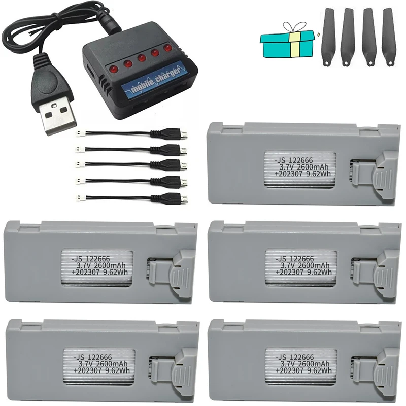 ตัวเลือกสินค้า แบตเตอรี่โดรน 3.7V 2600mAh สำหรับ E88 E88PRO E99 P1 P5PRO และอื่นๆ