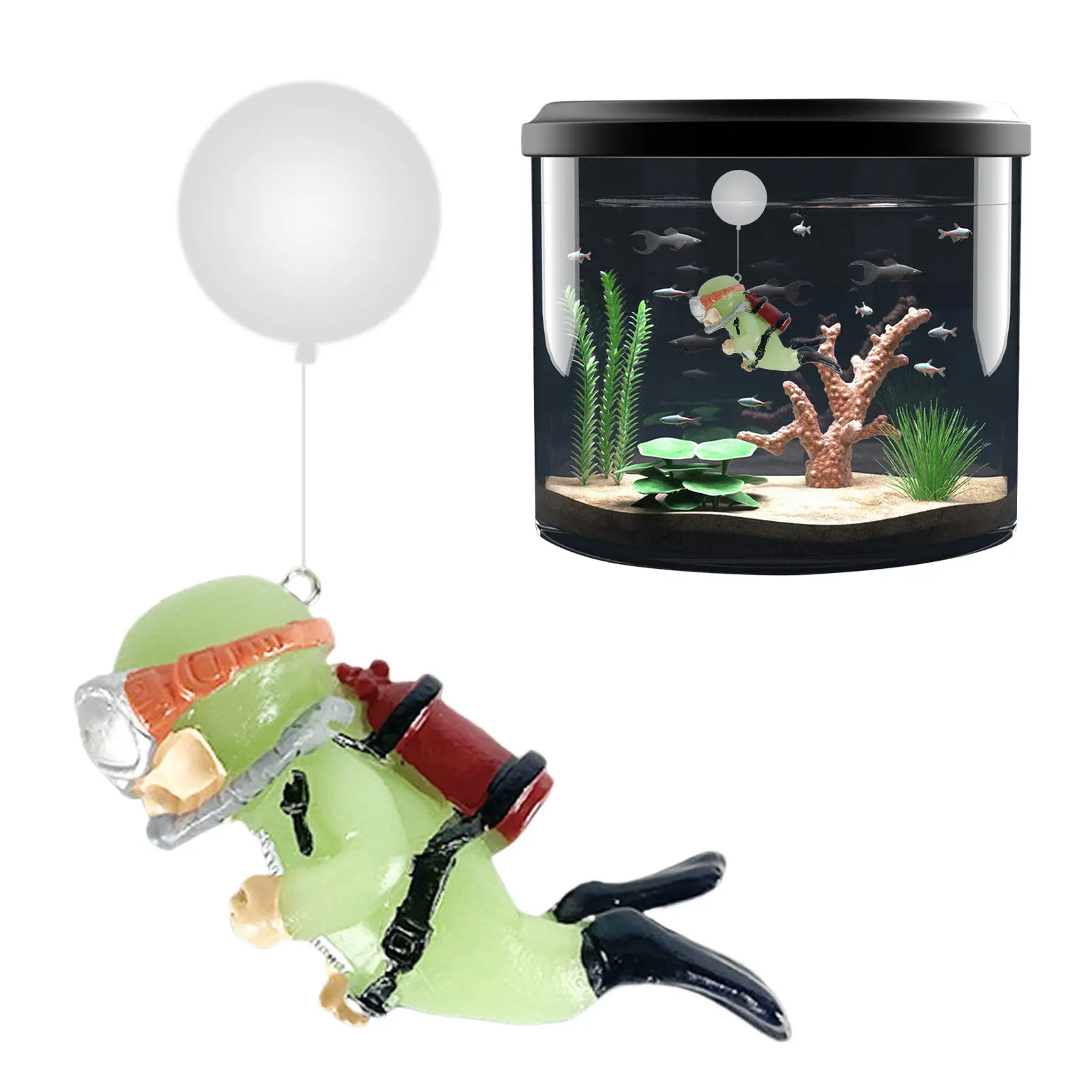 Diver Fish Tank Decoration Cute Resin Frogman Fish Tank Ornament Blue Fat Diver Per Tutti I Tipi Di Acquari Grandi O Piccoli