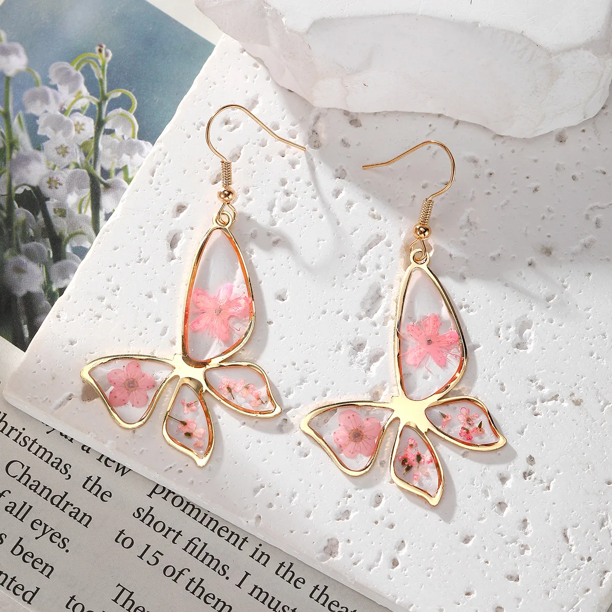 NEWEI Cute Butterfly Dangle Earrings For Women & Girls – Acrylic, Hypoallergenic, With Velvet Pouch - View #10