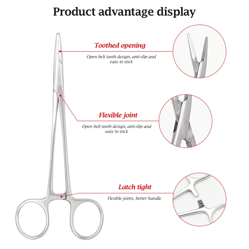 16Cm/18Cm Veterinary Surgical Needle Holder Forceps, Hemostatic Clamp Tool Handle Needle Clamp Suture Livestock Animal Tool 2