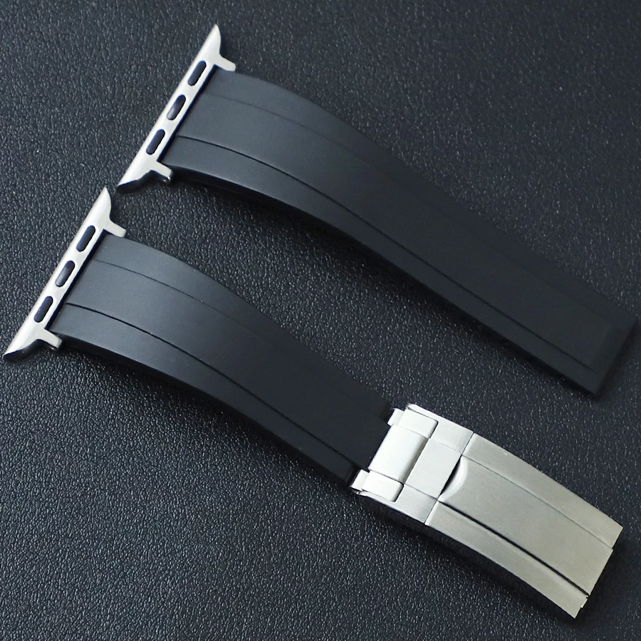 

Rubber Strap For Apple Watch Rolex Band Ultra 49mm 44mm 45mm 41mm 40mm 42mm 38mm Bracelet iWatch Series 7 3 4 5 6 SE 8 Watchband