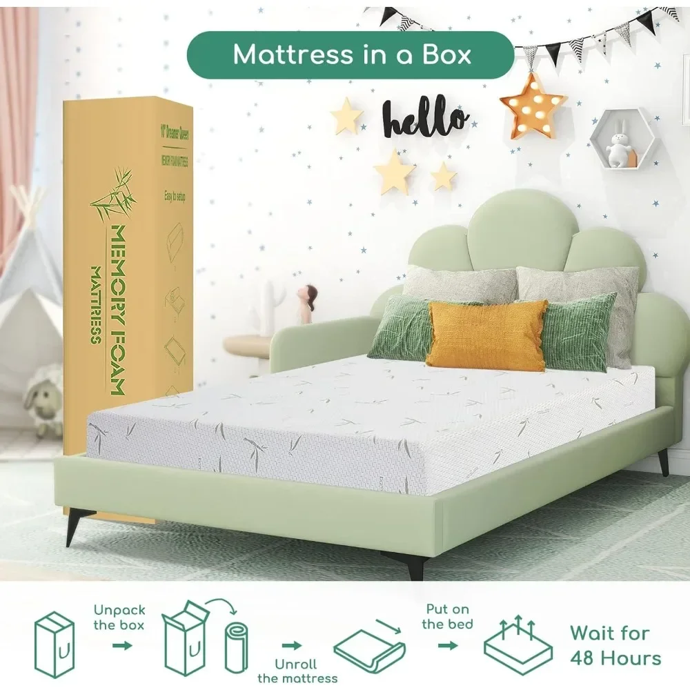 

Full Mattress, in A Box with Breathable Bamboo Cover, Medium Firm for Bunk Bed, Trundle Bed, Foam Mattress Made in USA