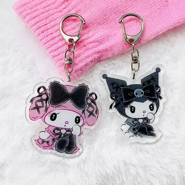 Sanrioed Cute Kawaii Cartoon 10cm Kuromi My Melody Dark Wind Acrylic Bag Pendant Couple Keychain Acrylic Pendant 1