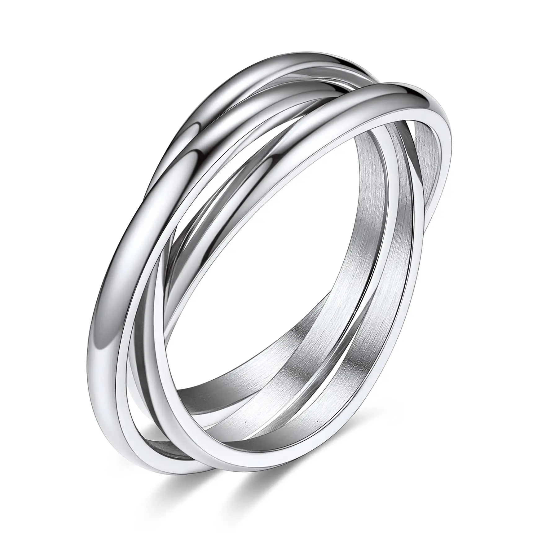 Fashion Triple Interlocking Anxiety Ring Men Women Unique Stainless Steel Stacking Cross Ring Wedding Band Jewelry Gifts wedding rings,jewelry rings,ring jewelry,cross rings