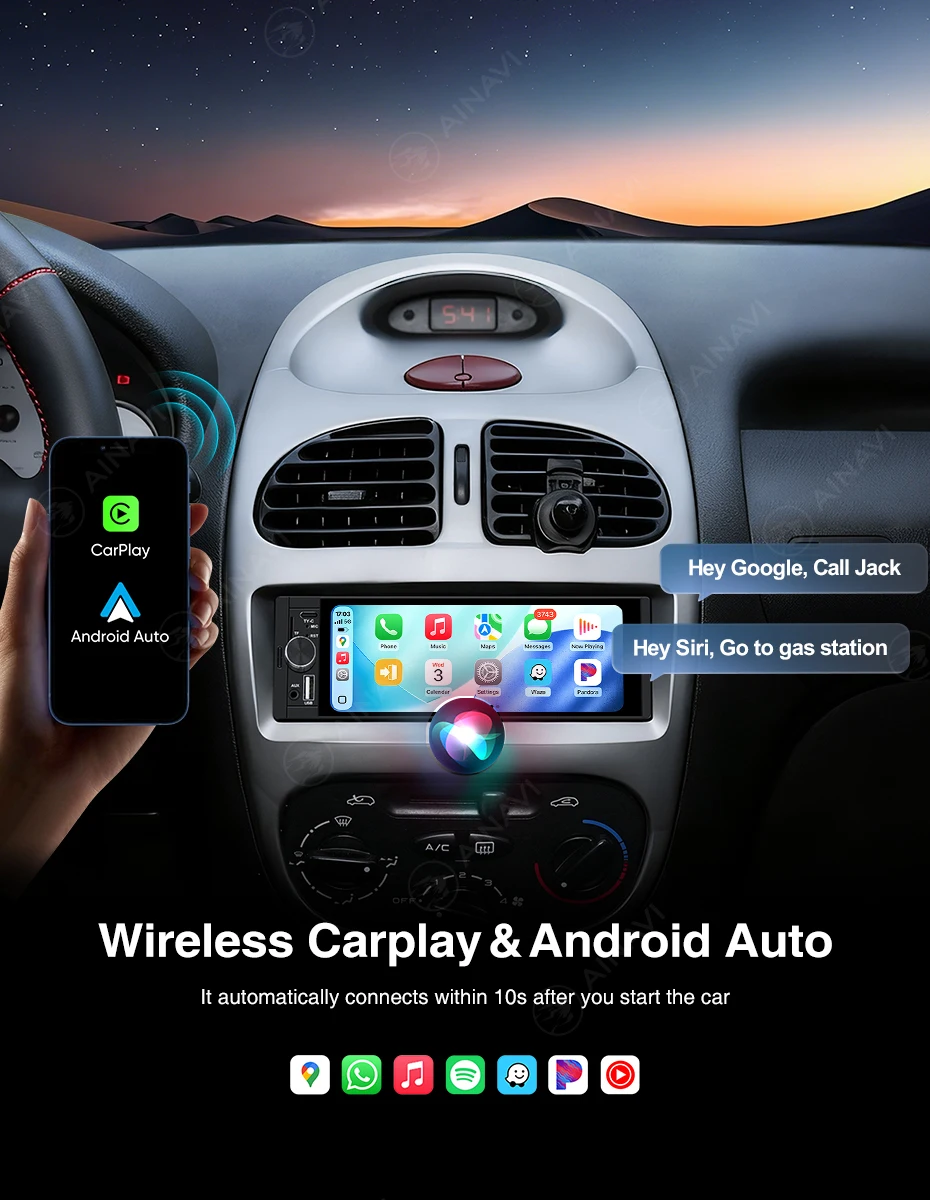 Autoradio AINAVI écran tactile CarPlay Android Auto