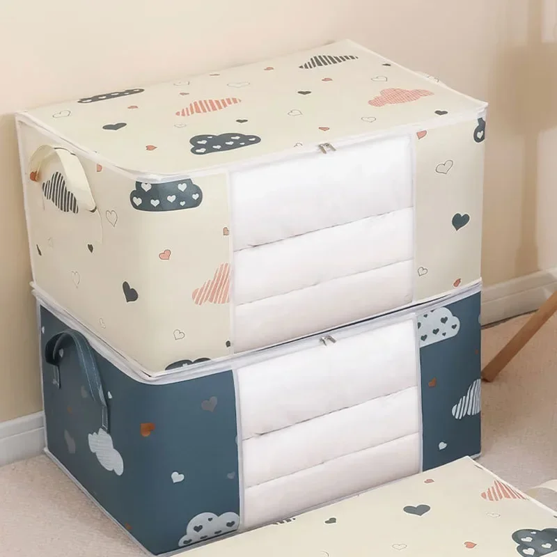 Non-woven Foldable Storage Box organizer Portable Clothes Organizer Tidy Suitcase Home Storage Box Quilt Storage Container Bag