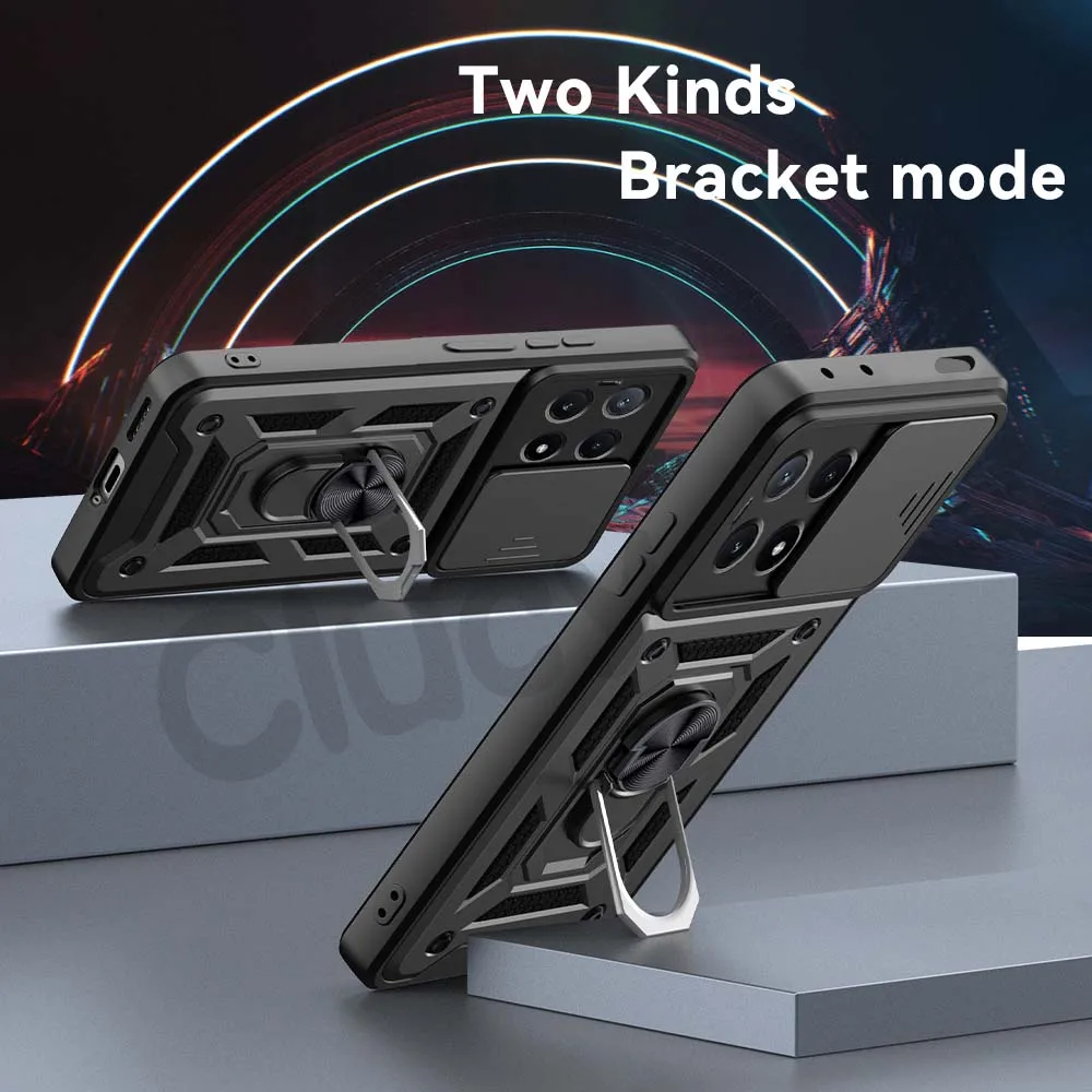 For Xiaomi Mi Poco X6 Pro X6 5G Camera Shockproof Armor Case For POCO M6 PRO 4G 5G C65 Car Magnetic Holder Ring Protect Cover