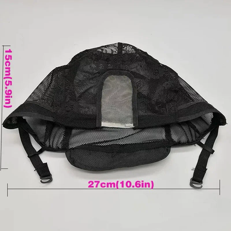 Cappello in pizzo per la creazione di parrucche, 56 cm, con cinturini regolabili, in tessuto elasticizzato, a forma di U, nero, per donna, a cupola, con rete per capelli - immagine 5