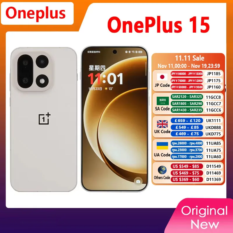 Original Oneplus 15 Unlocked Mobile Phone Snapdragon 8 Elite Gen 5