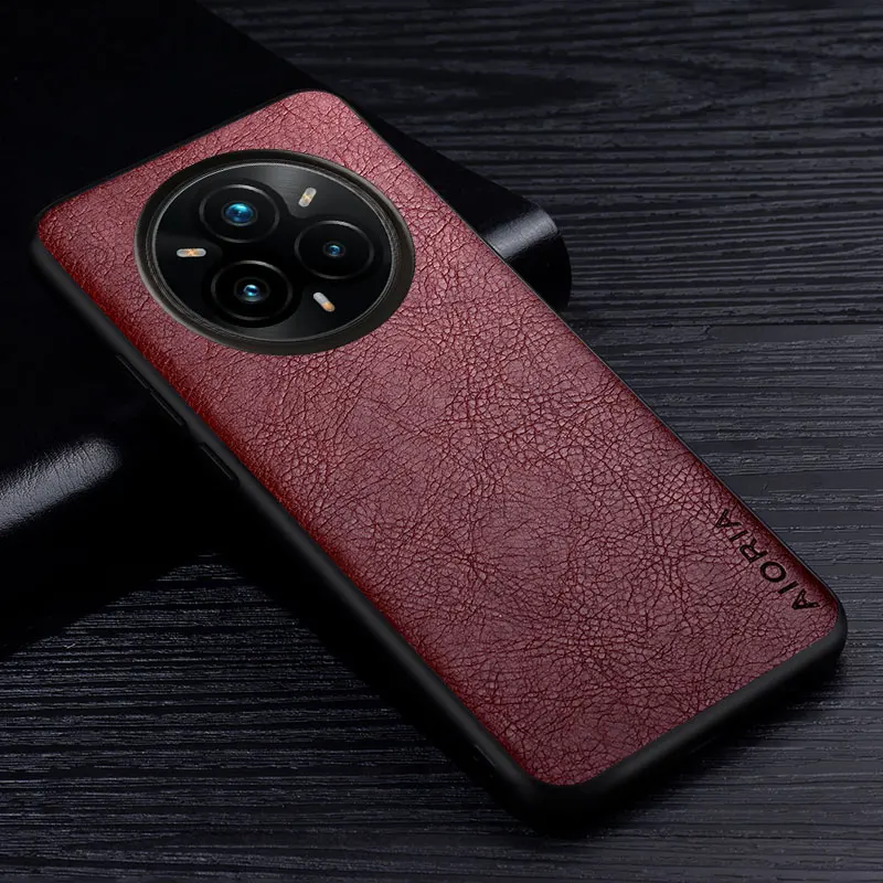 Premium Retro Litchi Pattern Leather Case - Business Style Back Cover