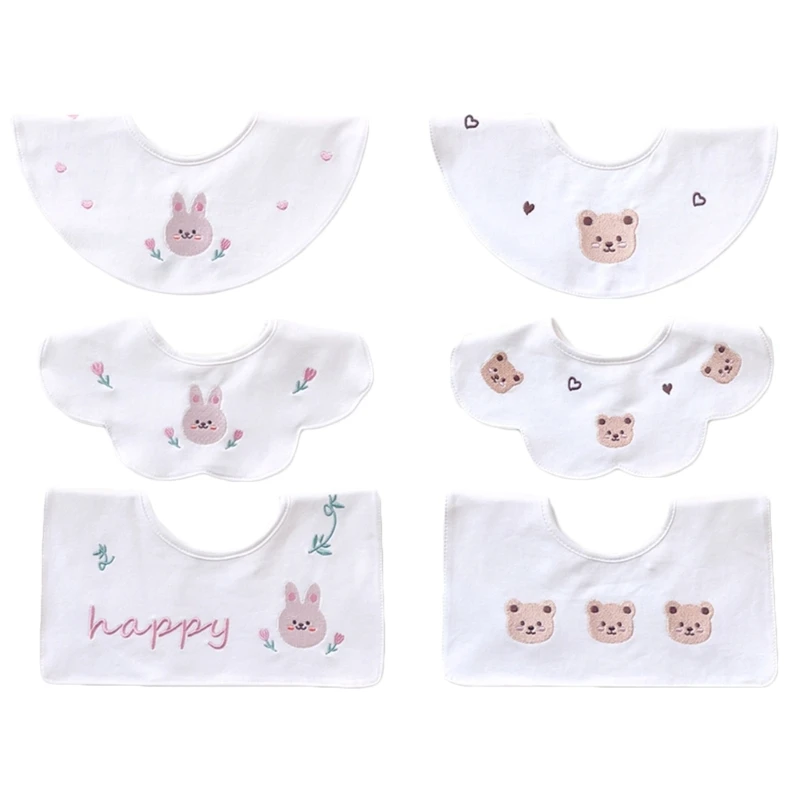

3-Piece/set Baby Bib for Eating Newborn Drooling Bib Saliva Towel High-absorbent Infant Unisex Cute Cartoon Face Towel 69HE