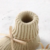 Newborn Baby Shoes Knitted Infant Girls Boys Boots Cute Butterfly-knot Toddler Walk Bed Shoes Warm 0-18M Accessories Hats Gloves 2