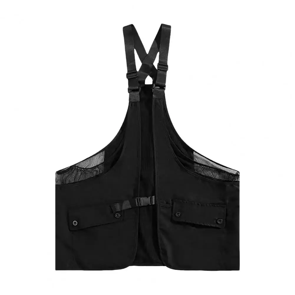 Chest Bag Vest Hip-Hop Style Adjustable Straps Design Multi Big Pockets Men Waistcoat Street Style Unisex Sports Vest Streetwear