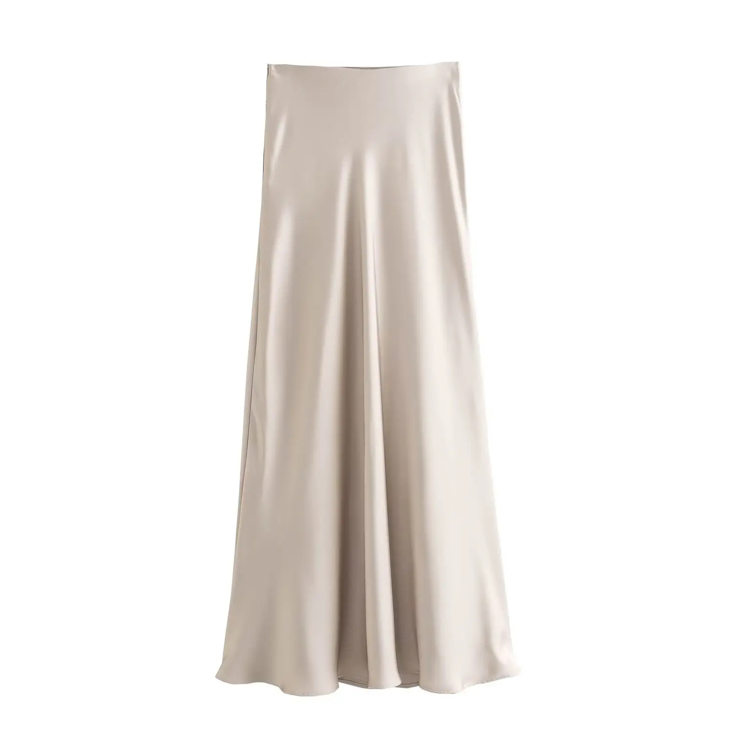 

Maxdutti Fashion High Waist French Skirt Women Champagne Elegant Half Skirt Ladies Pleated Midi Fish Tail Satin Half