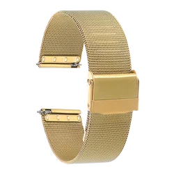 Elegant Milanese Stainless Steel Watch Band - Quick Release Strap with Double Safety Buckle in Black, Gold, or Silver - 18mm (Gold)