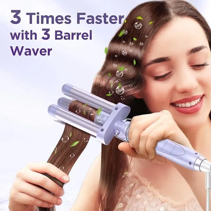 BESTOPE PRO 5 in 1 Wand Curling Iron-Curling Wand Set with Hair Straightener, 3 Ceramic Curling Irons