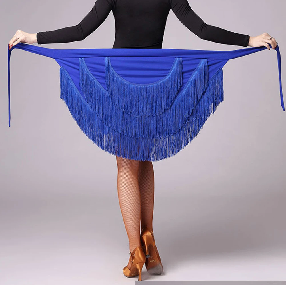 Dance Skirt Women Fringe Latin Dance Skirt Tassel Fringe Latin Dancing Skirt Practice Cloth Samba Tango Chacha Dancing Hip Scarf